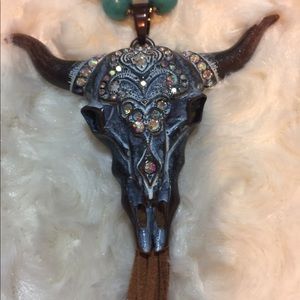 Steer Head necklace with a tassel